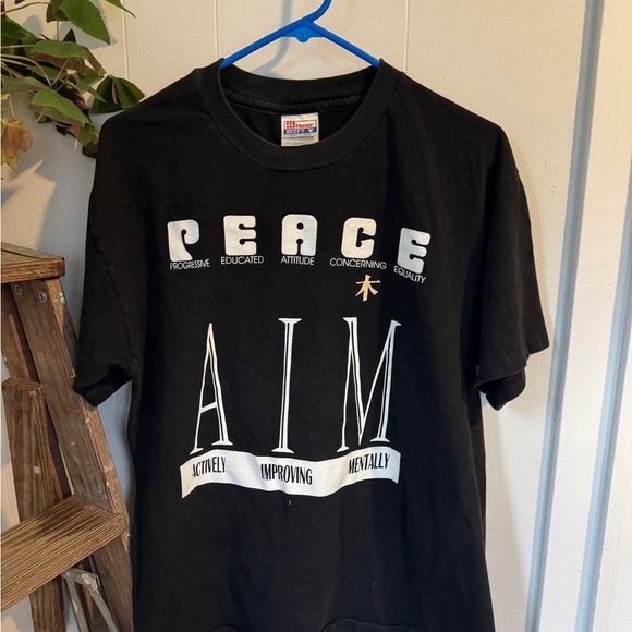 Hanes Other - ✨ Vintage Hanes Beefy T Peace AIM Graphic Tee L ✨
